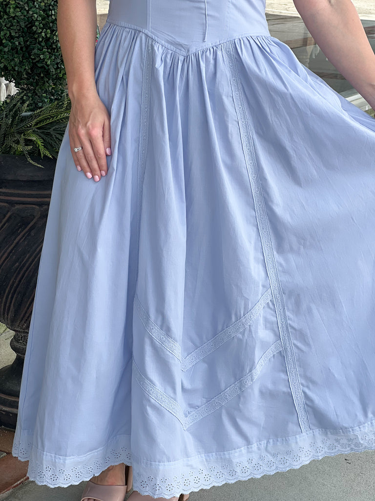 nellie midi dress Baltic Born Womens Nellie Smocked Midi Dress | Light Blue